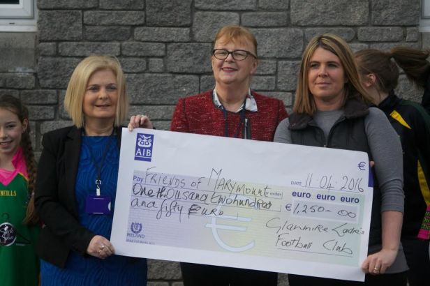 Presentation to Friends of Marymount of €1250 from Glanmire Ladies Football Club