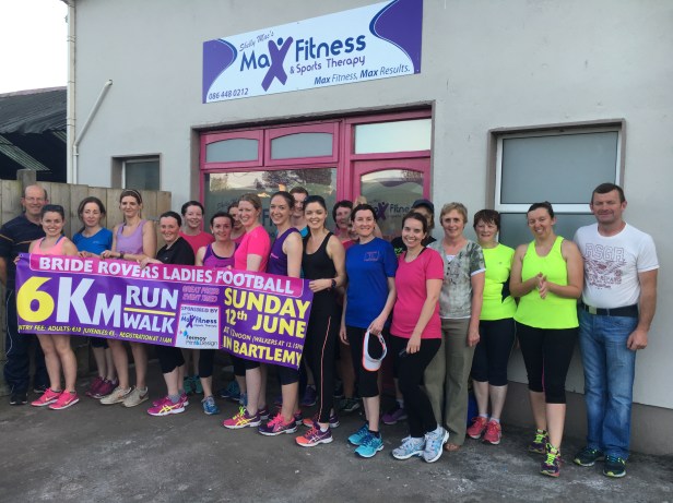 Pictured at the Launch of the Bride Rovers Ladies Football 6Km Run & Walk are members of the club and members of Shelly Mac’s Max Fitness (Main Sponsor) which takes place in Bartlemy on Sunday 12th June at 12noon.